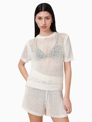 AllSaints White Paloma Mesh T-Shirt - Image 1 of 7