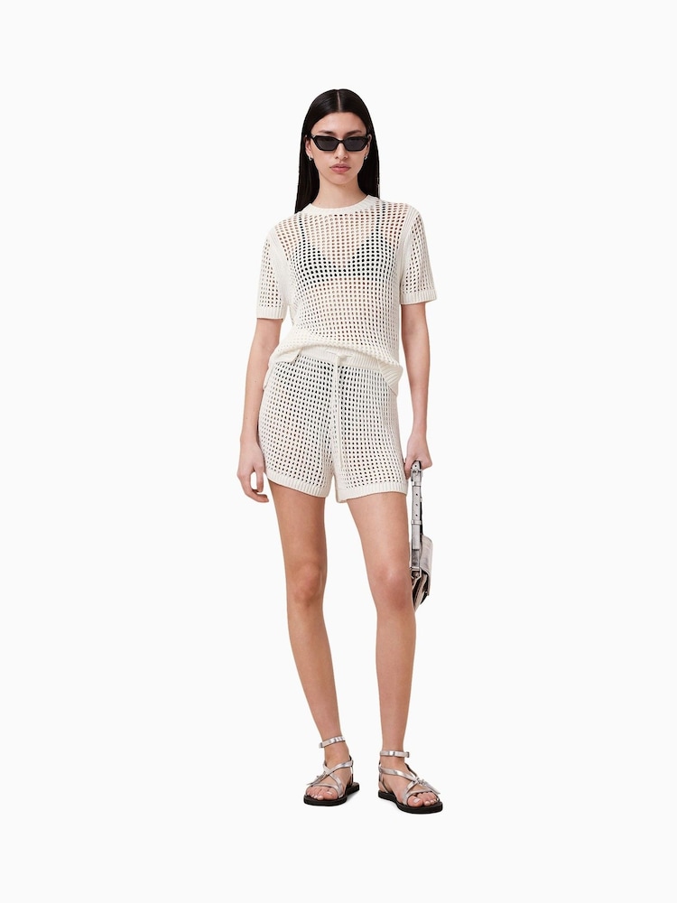 AllSaints White Paloma Mesh T-Shirt - Image 2 of 7