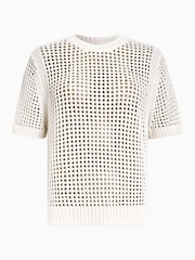 AllSaints White Paloma Mesh T-Shirt - Image 7 of 7