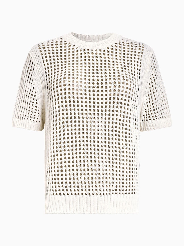AllSaints White Paloma Mesh T-Shirt - Image 7 of 7