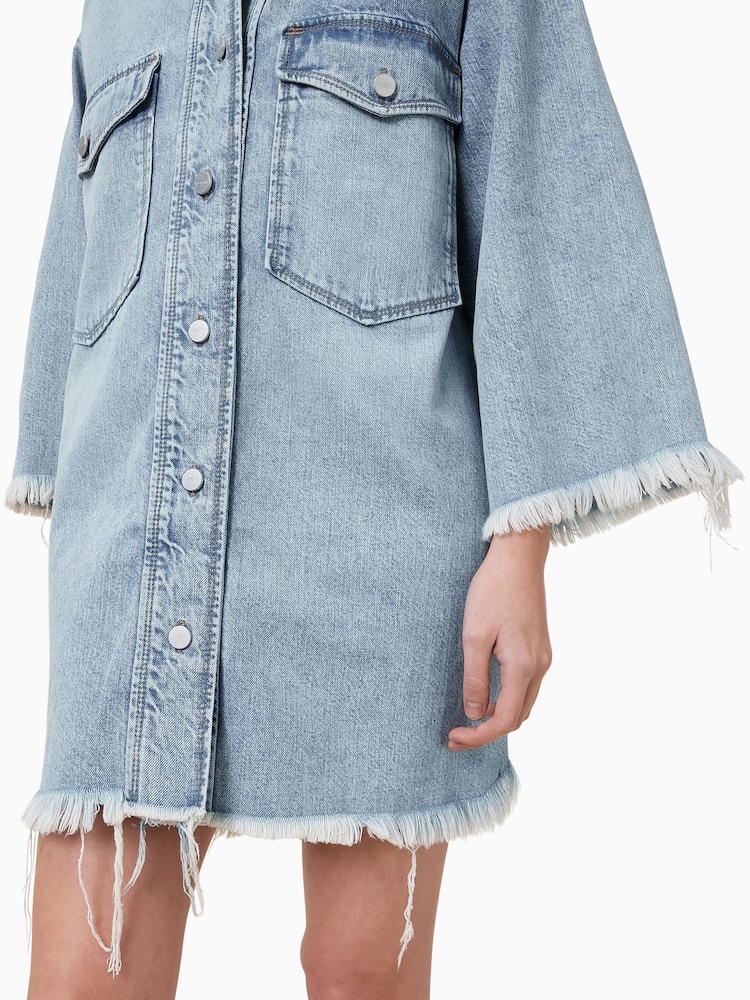 AllSaints Blue Faye Short Sleeve Denim Dress - Image 5 of 5 AllSaints Blue Faye Short Sleeve Denim Dress - Image 5 of 5