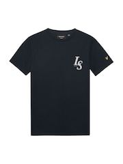 Lyle & Scott Blue Monogram Print 100% Cotton T-Shirt - Image 1 of 3