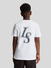 Lyle & Scott White Monogram Print 100% Cotton T-Shirt - Image 3 of 5
