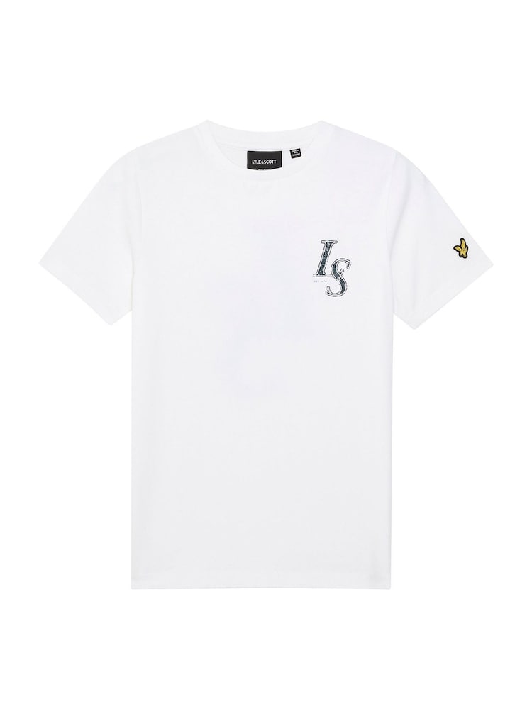 Lyle & Scott White Monogram Print 100% Cotton T-Shirt - Image 5 of 5 Lyle & Scott White Monogram Print 100% Cotton T-Shirt - Image 5 of 5
