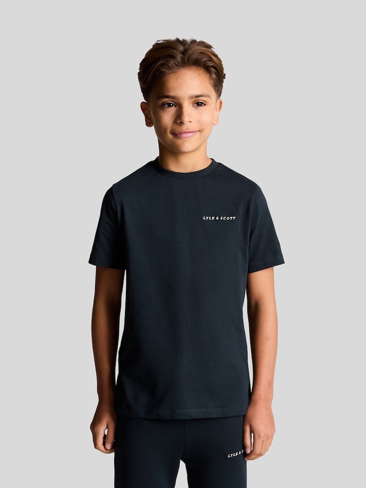 Lyle & Scott Blue Script Embroidered 100% Cotton T-Shirt - Image 1 of 4