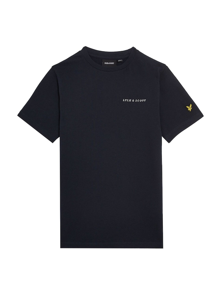 Lyle & Scott Blue Script Embroidered 100% Cotton T-Shirt - Image 3 of 4
