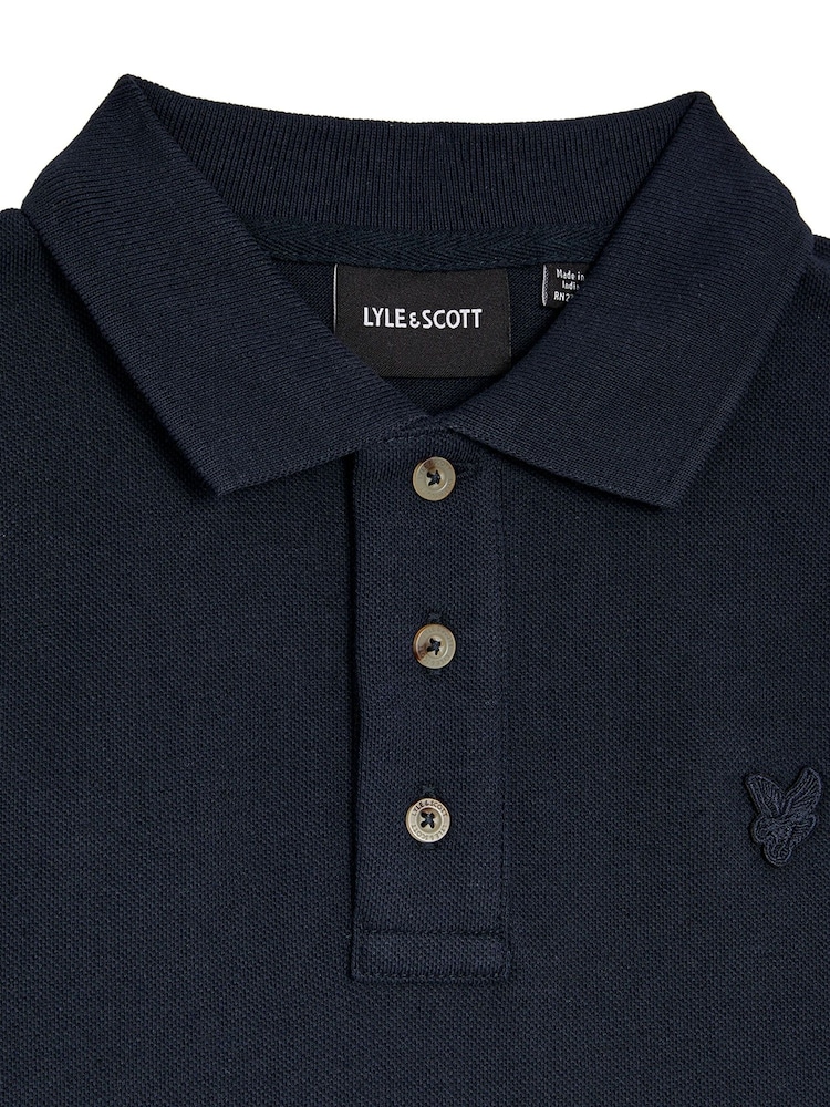 Lyle & Scott Dark Blue Linen Polo Shirt - Image 2 of 3