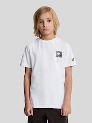 Lyle & Scott White Disrupt Graphic Print 100% Cotton T-Shirt - Image 1 of 5