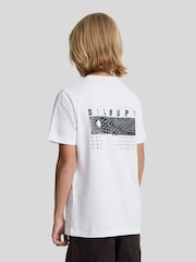 Lyle & Scott White Disrupt Graphic Print 100% Cotton T-Shirt - Image 2 of 5