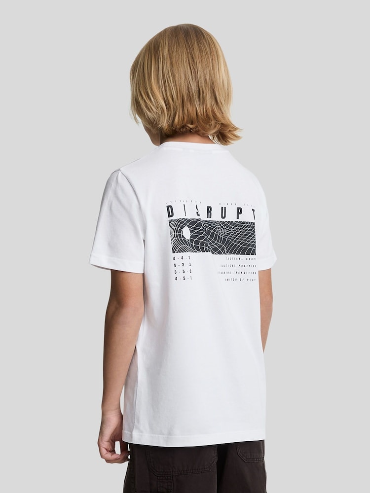 Lyle & Scott White Disrupt Graphic Print 100% Cotton T-Shirt - Image 2 of 5