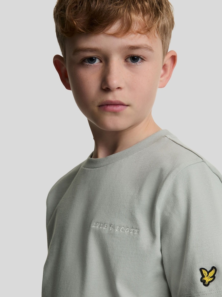 Lyle & Scott Grey Script Embroidered 100% Cotton T-Shirt - Image 4 of 5