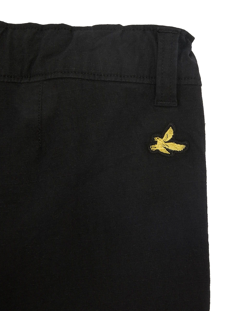 Lyle & Scott Black Ripstop Cuffed Cargo Trousers - Image 3 of 3