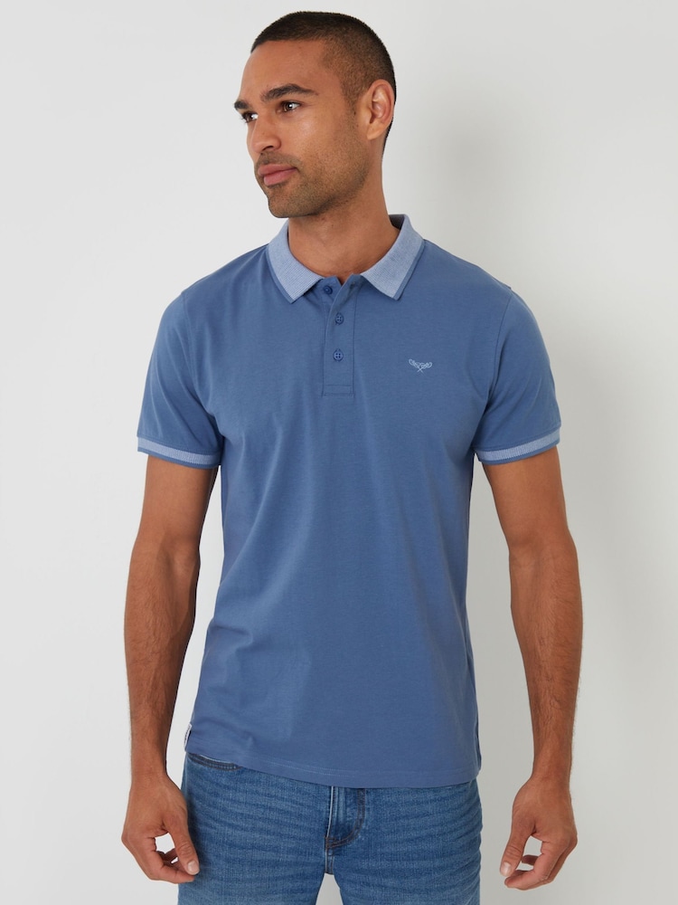 Threadbare Blue Birdseye Collar 100% Cotton Polo Shirt - Image 1 of 5 Threadbare Blue Birdseye Collar 100% Cotton Polo Shirt - Image 1 of 5