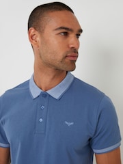 Threadbare Blue Birdseye Collar 100% Cotton Polo Shirt - Image 3 of 5