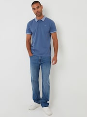 Threadbare Blue Birdseye Collar 100% Cotton Polo Shirt - Image 4 of 5