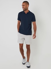Threadbare Blue Textured Trophy Neck 100% Cotton Polo Shirt - Image 3 of 4