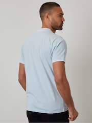 Threadbare Light Blue Birdseye Collar Quarter Zip 100% Cotton Polo Shirt - Image 2 of 4