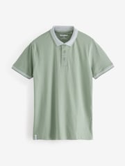 Threadbare Green Birdseye Collar 100% Cotton Polo Shirt - Image 1 of 1