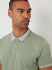 Threadbare Green Birdseye Collar 100% Cotton Polo Shirt - Image 3 of 5