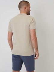 Threadbare Natural Textured Short Sleeve 100% Cotton Polo Shirt - Image 3 of 5