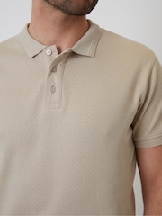 Threadbare Natural Textured Short Sleeve 100% Cotton Polo Shirt - Image 5 of 5