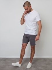 Threadbare White Ottoman Rib Textured 100% Cotton Polo Shirt - Image 3 of 4