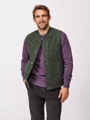Aubin Green Calder Moleskin 100% Cotton Gilet - Image 1 of 5