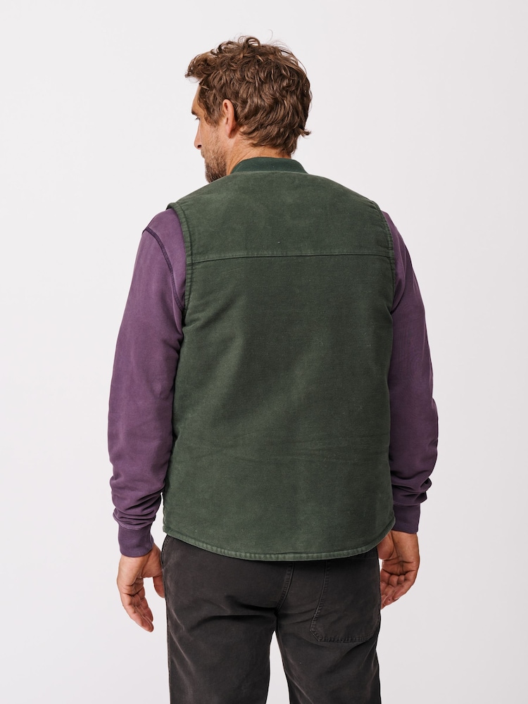Aubin Green Calder Moleskin 100% Cotton Gilet - Image 2 of 5