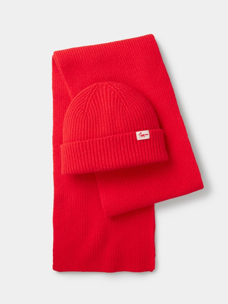 Aubin Red Floral Hat/Scarf Set - Image 1 of 1