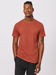 Aubin Red Hareby Garment Dyed Pocket 100% Cotton T-Shirt - Image 1 of 5