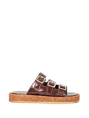 Dune London Brown Lures Fisherman Chunky 3 Strap Sandals - Image 1 of 5