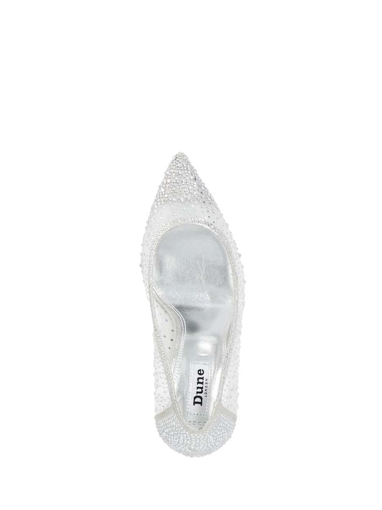 Dune London Silver Wide Fit Brightest Embellished Hotfix Court Heels - Image 5 of 6