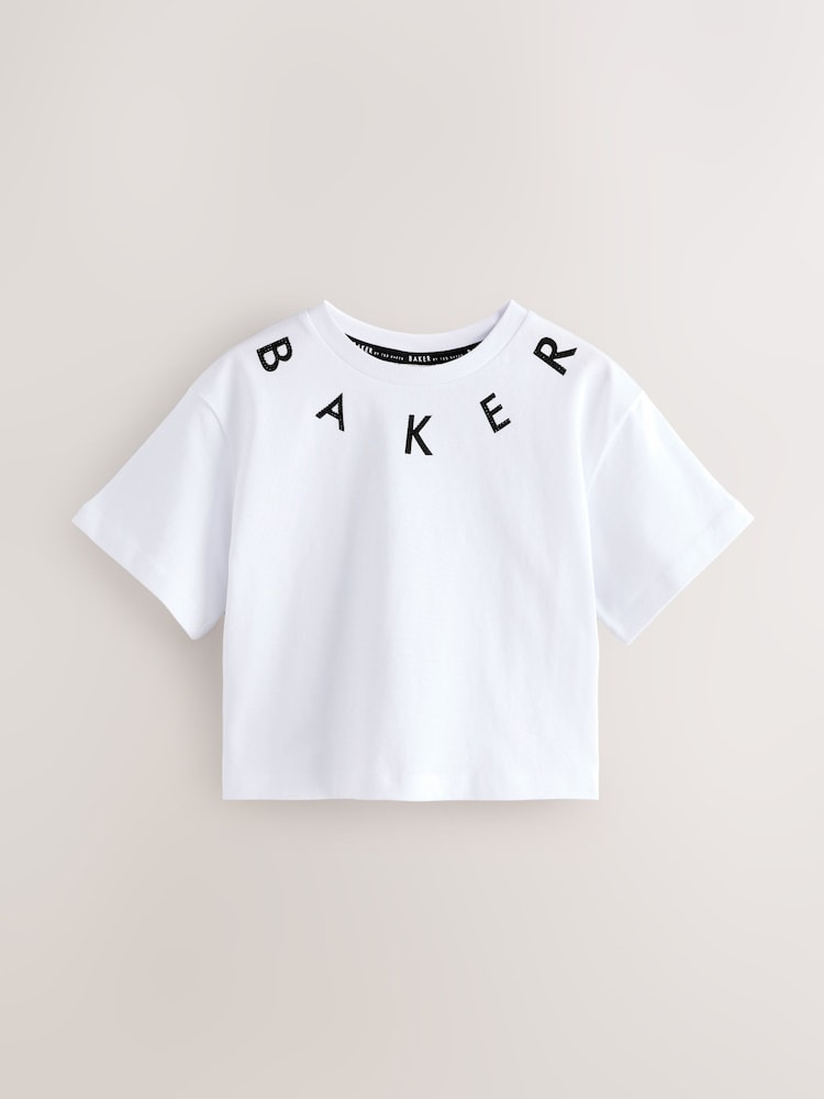 Baker by Ted Baker Stud Detail 100% Cotton White T-Shirt - Imagen 1 de 5