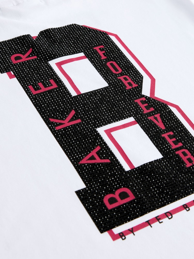 Baker by Ted Baker Stud Detail 100% Cotton White T-Shirt - Imagen 5 de 5