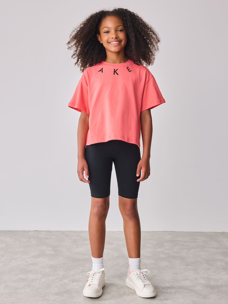 Baker by Ted Baker 2 Piece Hotfix Graphic Boxy T-Shirt and Cycling Shorts Set - Image 1 of 11 Baker by Ted Baker 2 Piece Hotfix Graphic Boxy T-Shirt and Cycling Shorts Set - Image 1 of 11