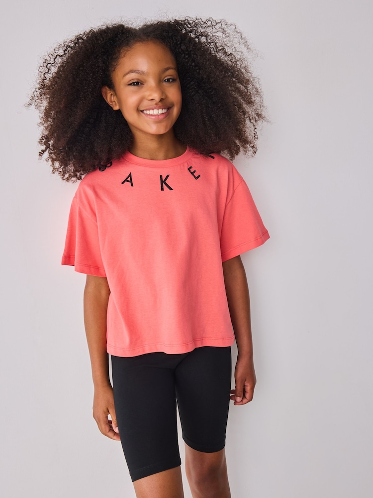 Baker by Ted Baker 2 Piece Hotfix Graphic Boxy T-Shirt and Cycling Shorts Set - Image 2 of 11 Baker by Ted Baker 2 Piece Hotfix Graphic Boxy T-Shirt and Cycling Shorts Set - Image 2 of 11