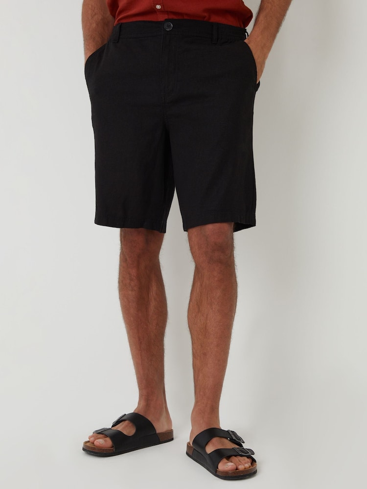 Threadbare Black Linen Blend Shorts - Image 1 of 5