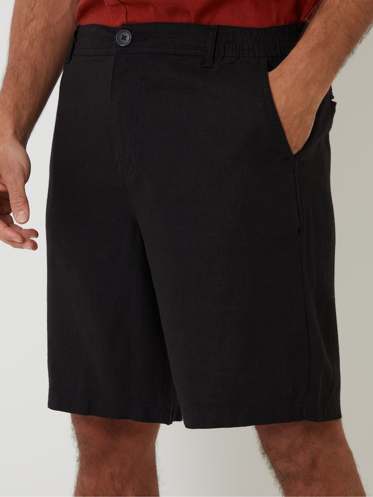 Threadbare Black Linen Blend Shorts - Image 4 of 5