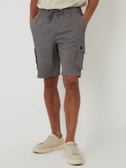 Threadbare Grey Cotton Jogger Style Cargo Shorts With Stretch - Image 1 of 1