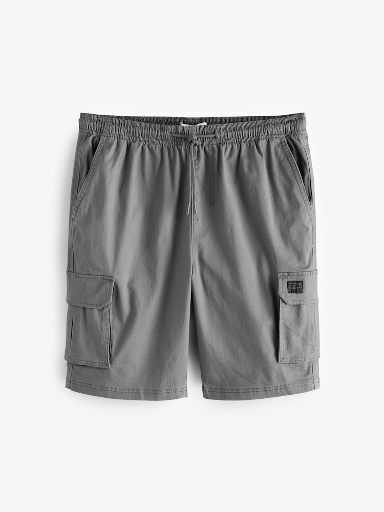 Threadbare Grey Cotton Jogger Style Cargo Shorts With Stretch - Image 1 of 1