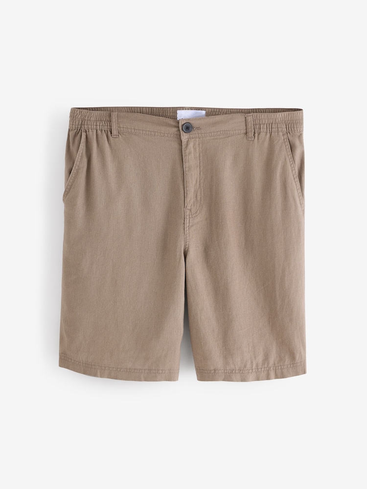 Threadbare Brown Light Linen Blend Shorts - Image 1 of 1