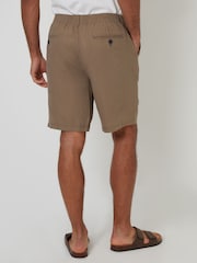 Threadbare Brown Light Linen Blend Shorts - Image 2 of 5