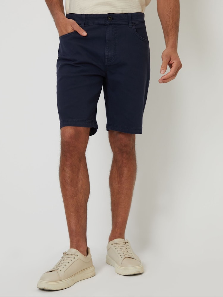 Threadbare Blue Stretch 5 Pocket Chinos Shorts - Image 1 of 5
