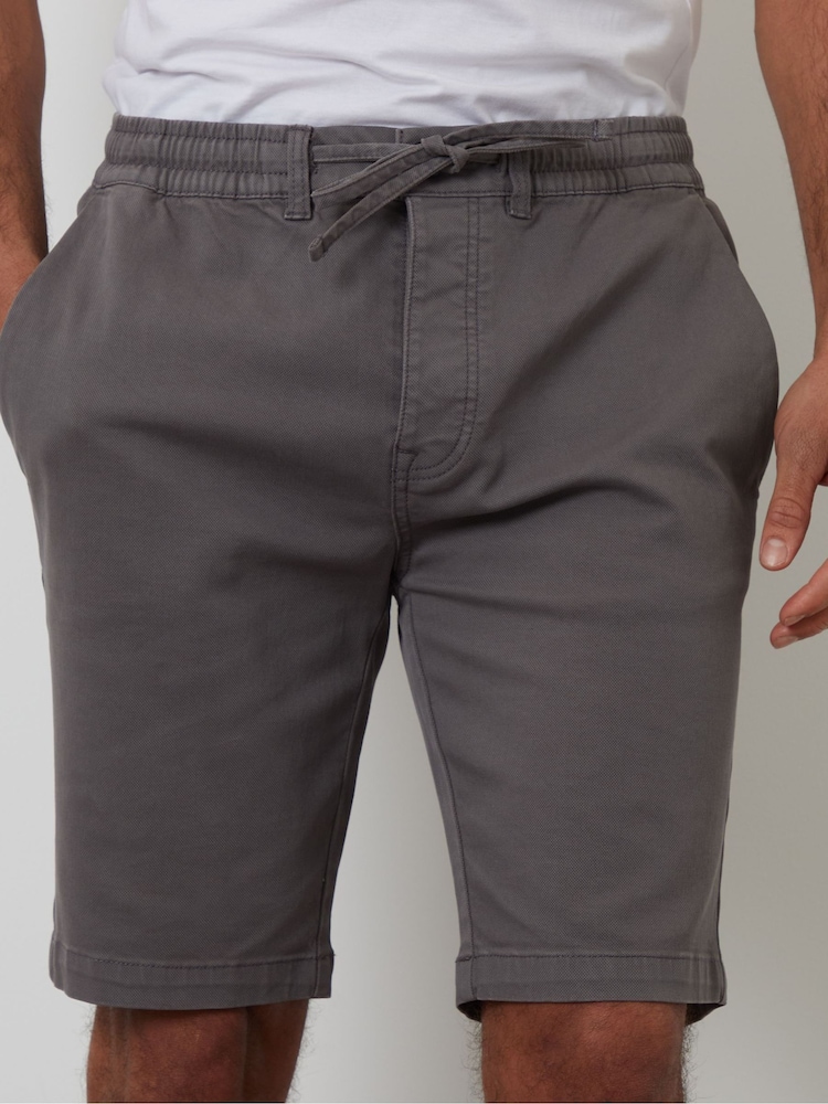 Threadbare Grey Regular Fit Elasticated Waist Stretch Chinos Shorts - Image 4 of 4