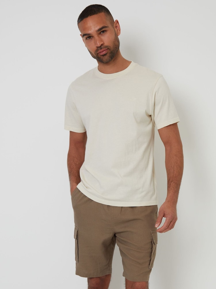 Threadbare Brown Linen Blend Cargo Shorts - Image 1 of 5