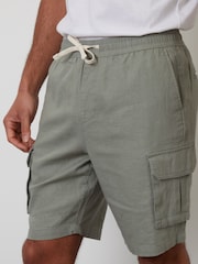 Threadbare Sage Linen Blend Cargo Shorts - Image 4 of 4