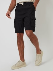 Threadbare Black Linen Blend Cargo Shorts - Image 1 of 5