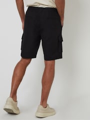 Threadbare Black Linen Blend Cargo Shorts - Image 2 of 5