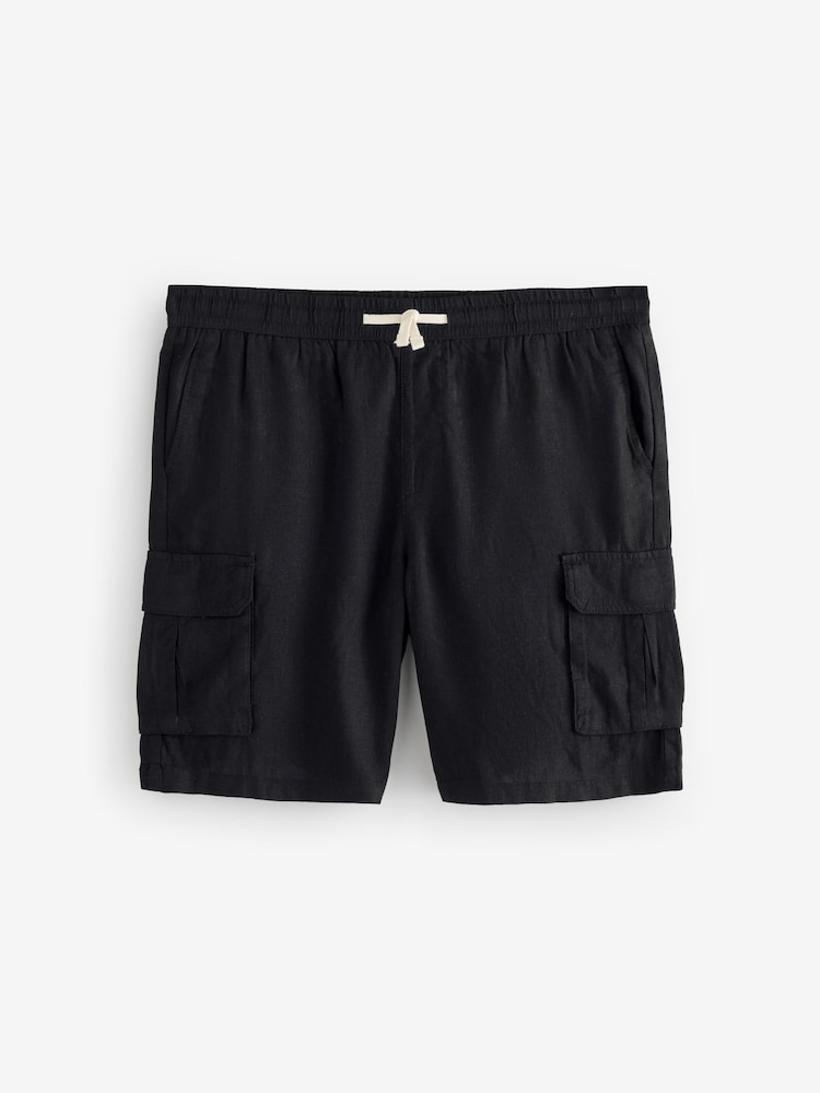 Threadbare Black Linen Blend Cargo Shorts - Image 5 of 5