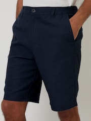 Threadbare Blue Linen Blend Shorts - Image 4 of 5